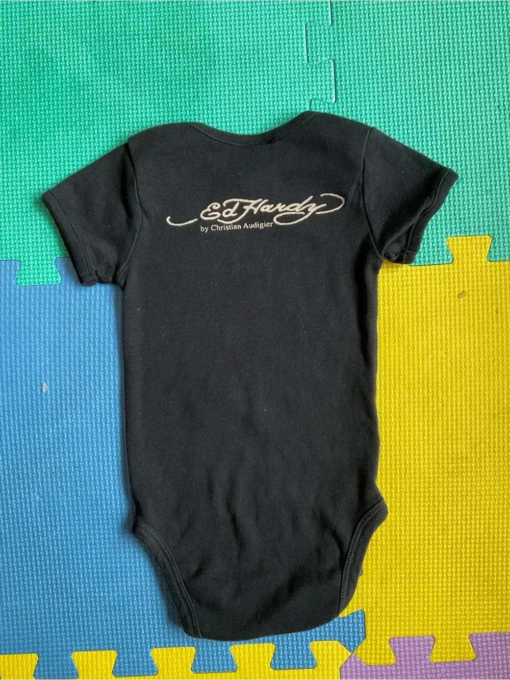 🦅Vintage Ed Hardy by Christian Audigier Black Graphic Infant Bodysuit 3-6 Mo
